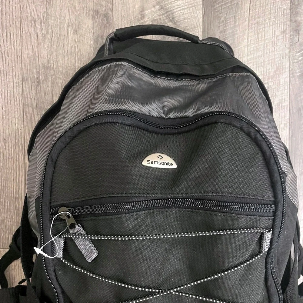 Samsonite Wheeled Backpack Black Grey Rolling Travel School Bag Carry On Luggage